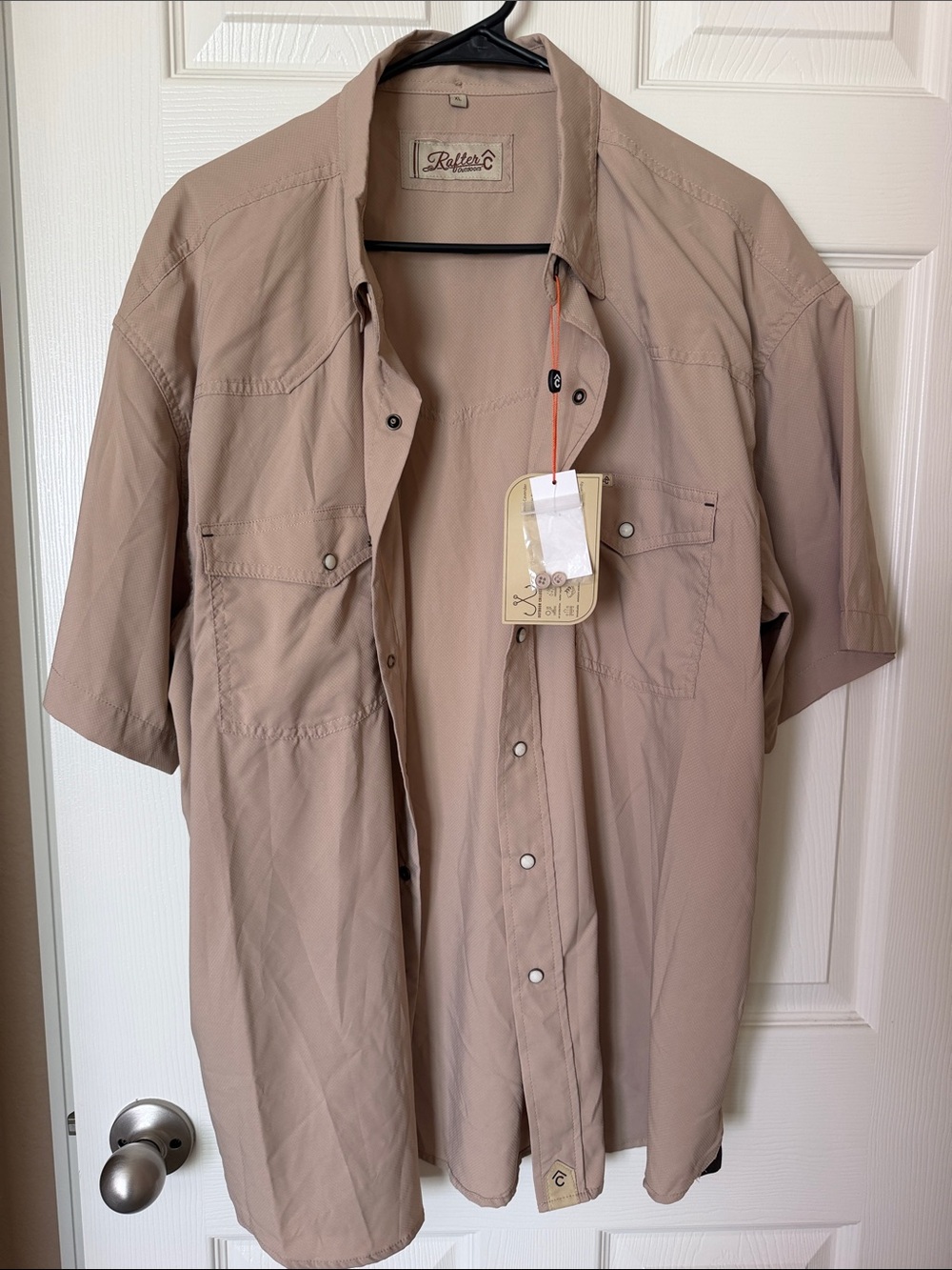 RafterC Short-Sleeve Lightweight Shirt Jacket in Taupe